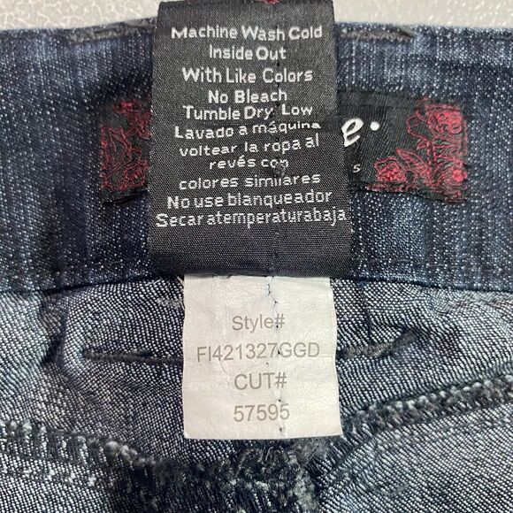 Vintage Y2K FRAGILE Jeans Low Rise Flare Glitter Button Dark Wash Womens 7 Blue - Picture 13 of 13